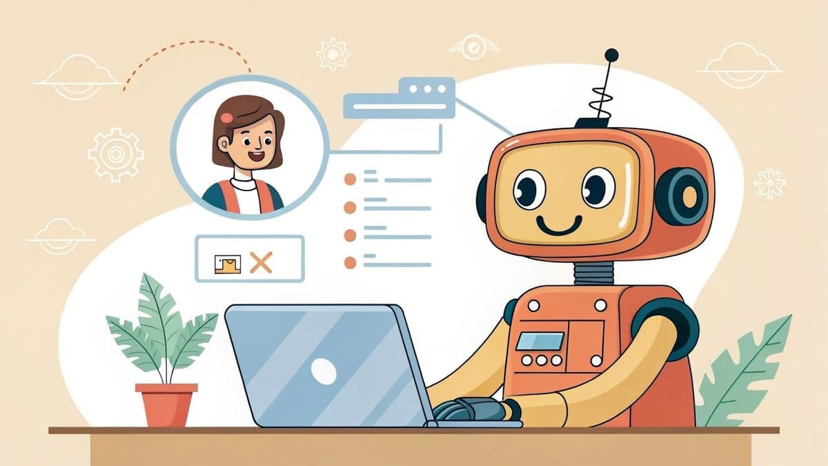 Visual representation of intelligent personalization: a friendly AI robot guides a data-driven interface, generating customized messages and offers.