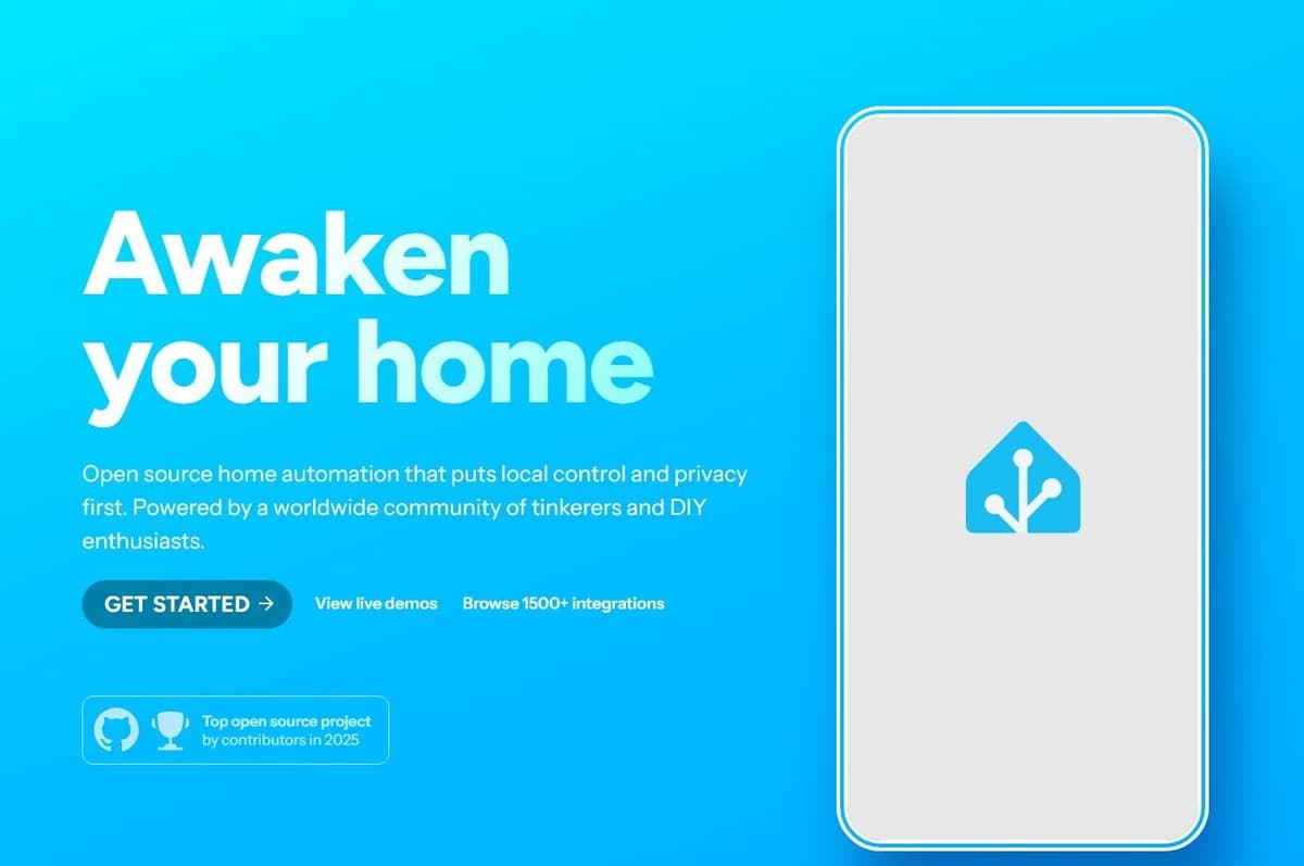 Home Assistant homepage: open source home automation with local control