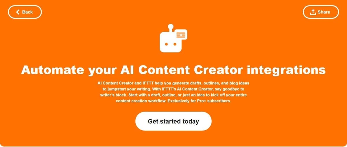 IFTTT AI services available on the Pro+ plan