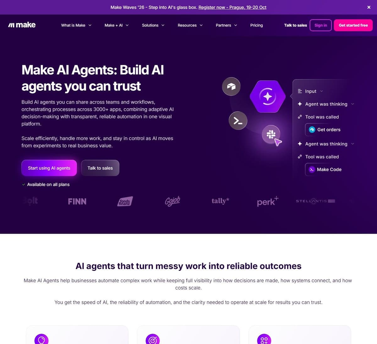 Make-AI-Agents-Produktseite im Oktober 2026