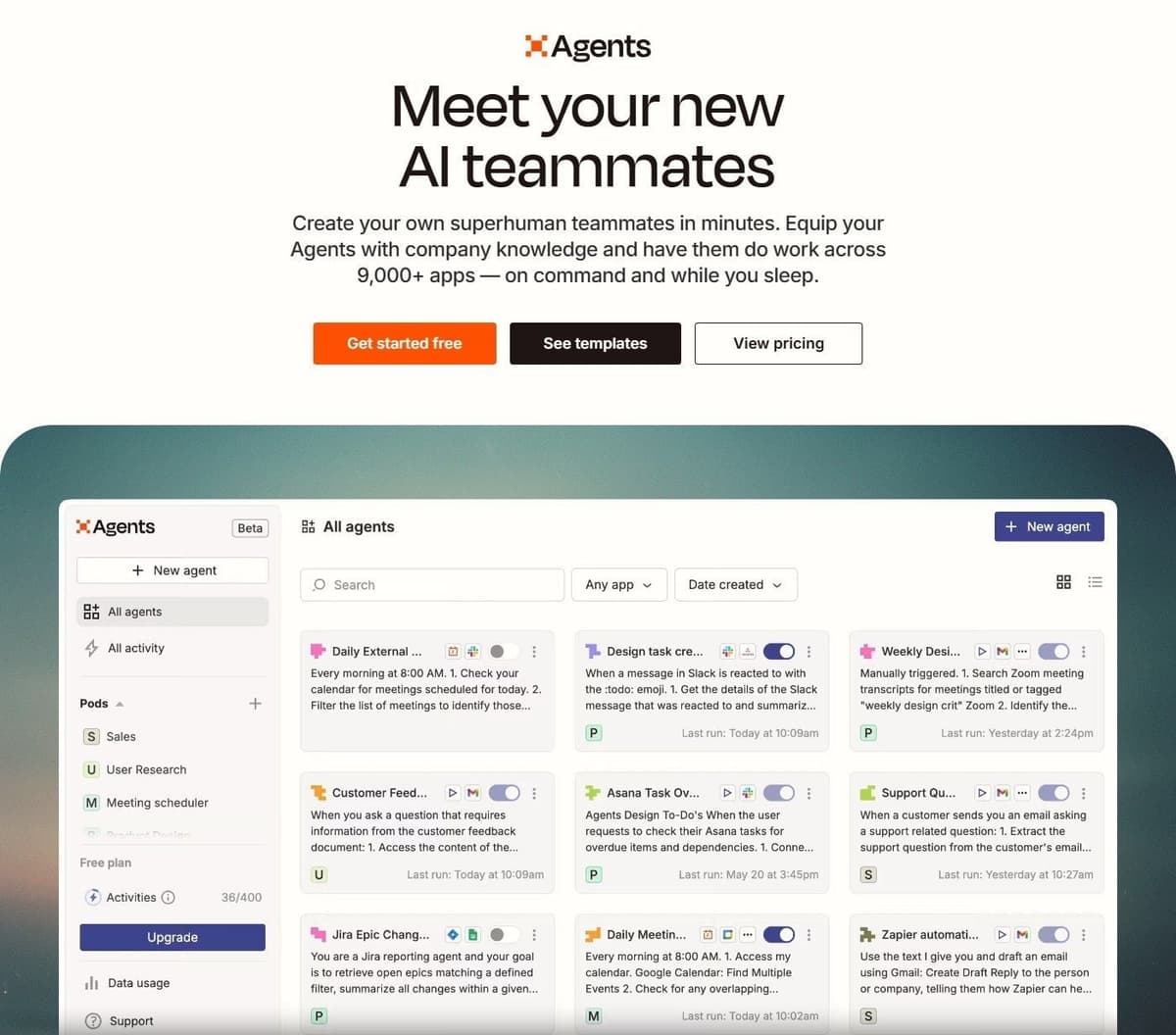 Zapier Agents landing page