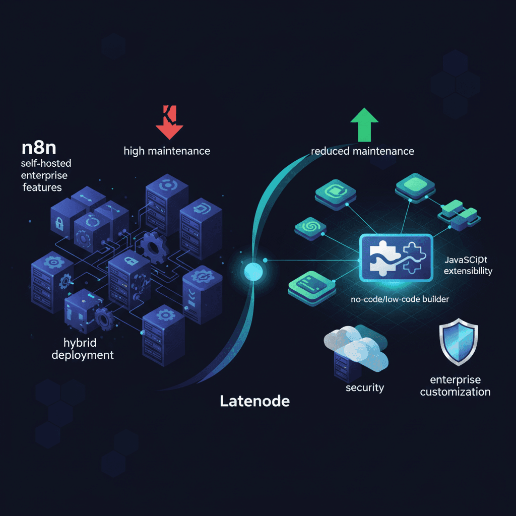 Compare Latenode vs n8n self-hosted for enterprise AI automation. Latenode includes 400+ AI models, reduces setup complexity by 80%, and saves $40-60/month on API costs.