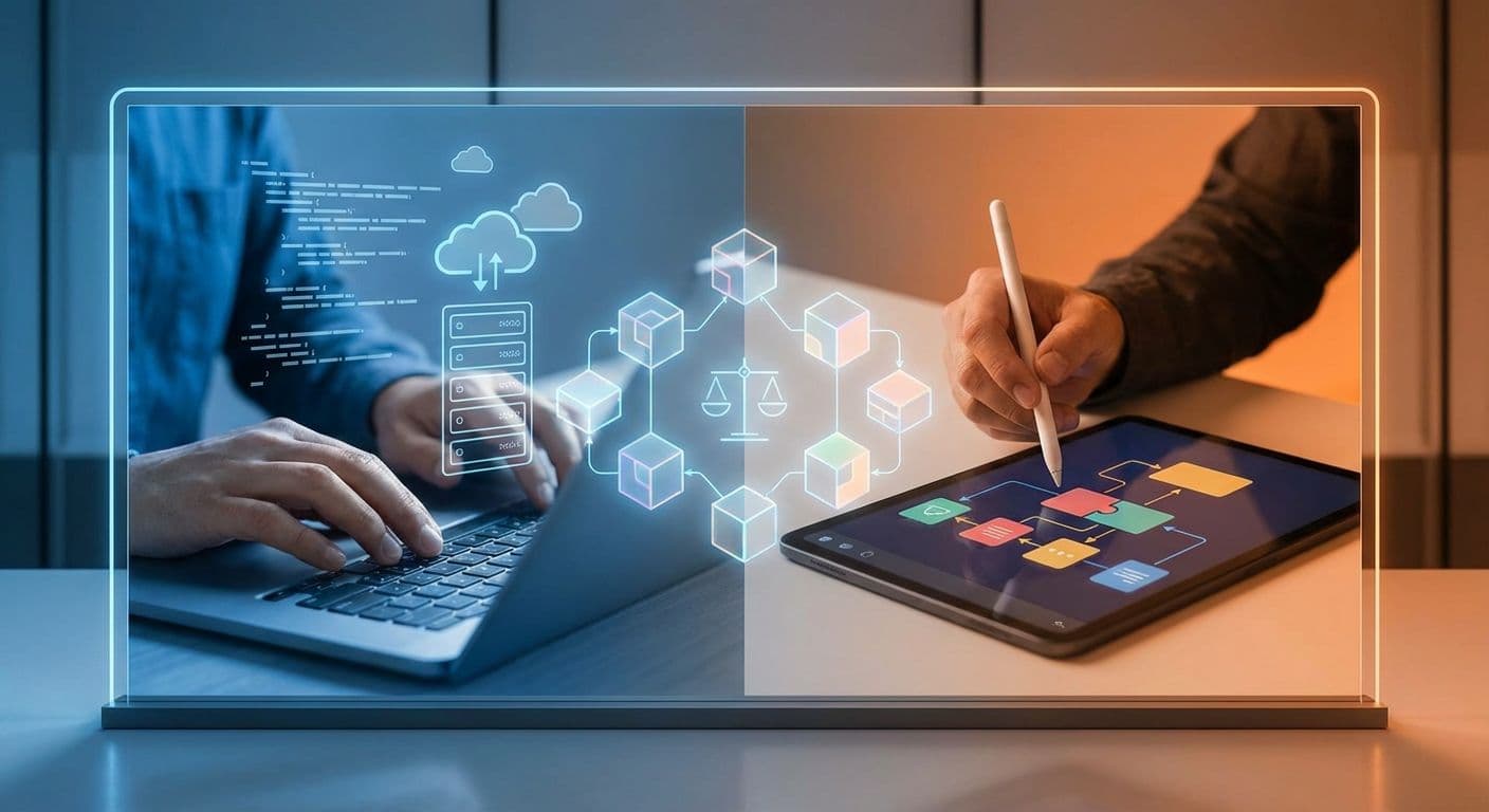 Explore o debate entre arquitetura sem servidor e arquitetura de baixo código para microsserviços. Descubra quando usar o AWS Lambda ou a arquitetura visual do Latenode para um desenvolvimento de backend mais rápido.