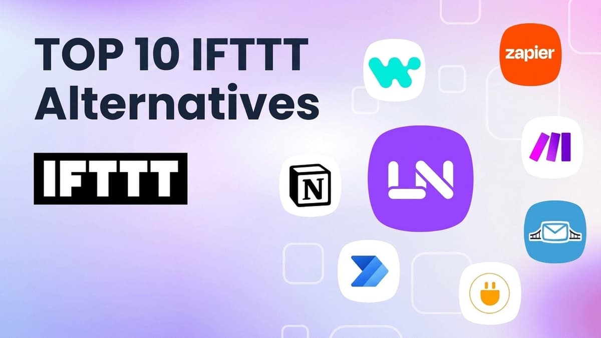 Logotipos de plataformas de automatización conectados mediante flujos digitales