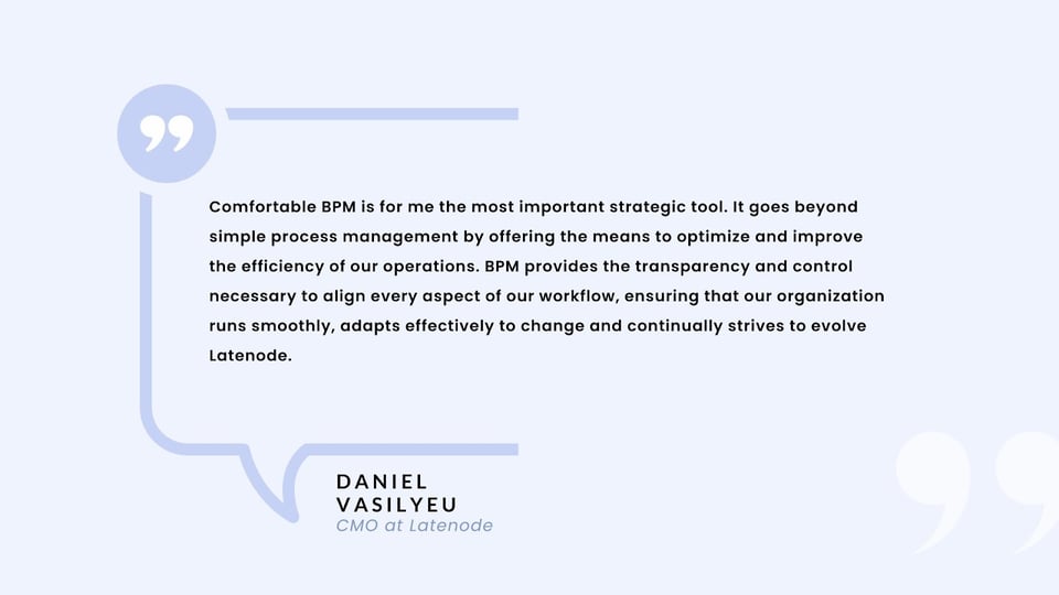 Words of the CMO of the company about the role of BPM